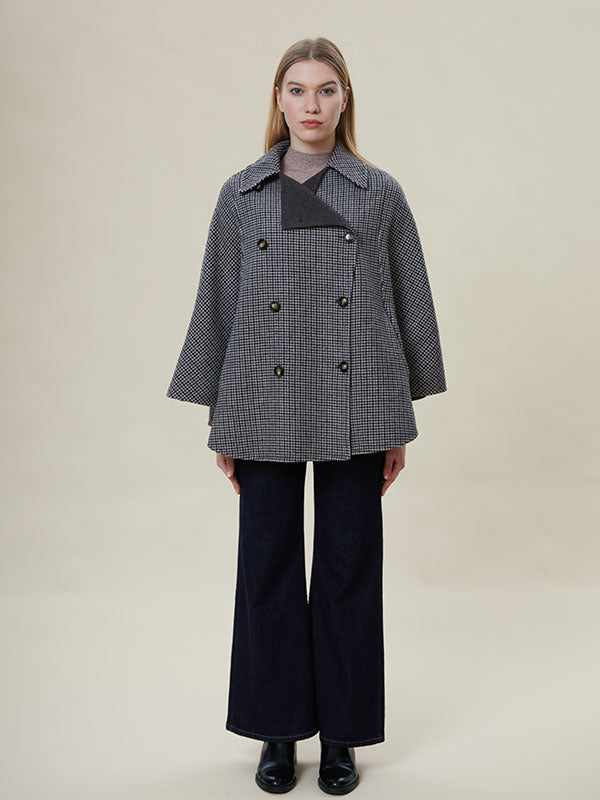 Houndstooth Double Breasted Gray Coat