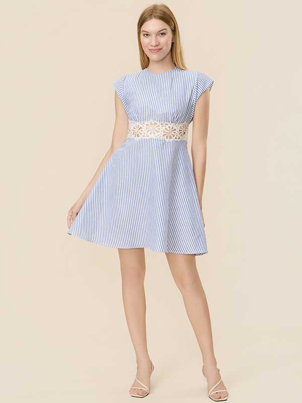 Striped Hollow Out Mini Dress