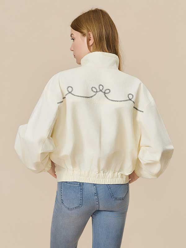 Geometric Mock Collar Jacket
