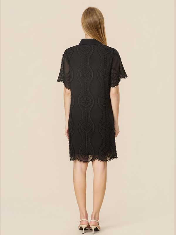 Scalloped Hem Patchwork Midi Dress