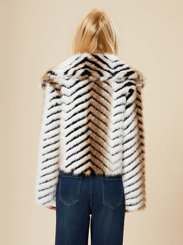 Animals Prints Lapel Fur Coat