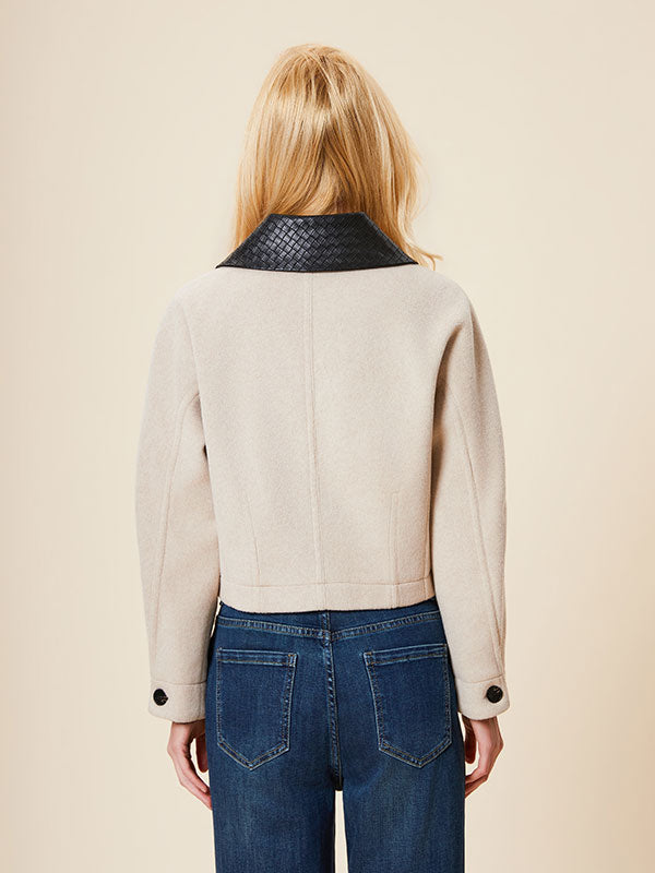 Flap Pocket Color Block Single Breasted Jacket