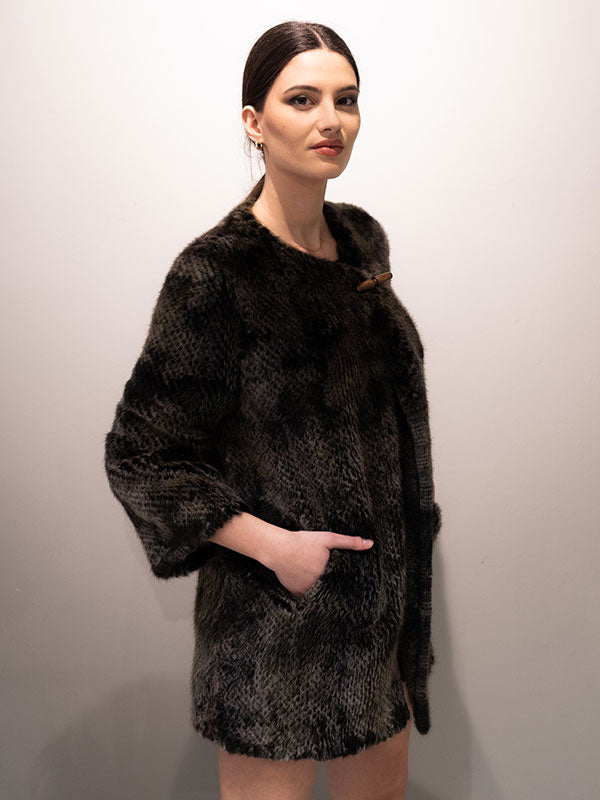 Animal Prints Slit Pocket Coat