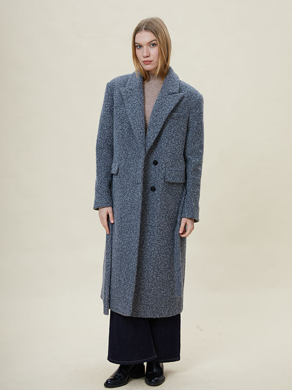 Notch Laepl Belt Slit Flap Pocket Coat