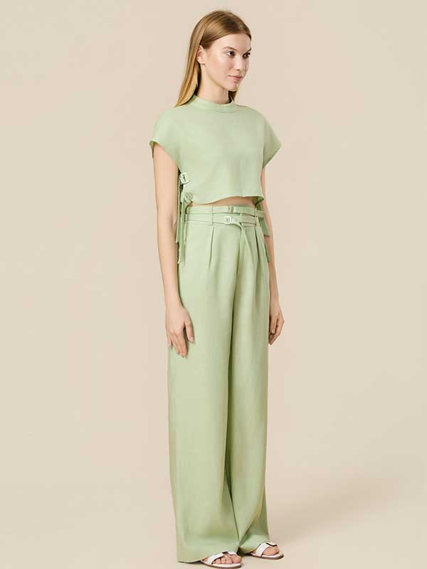 Crew Neck Solid Outfit Sets