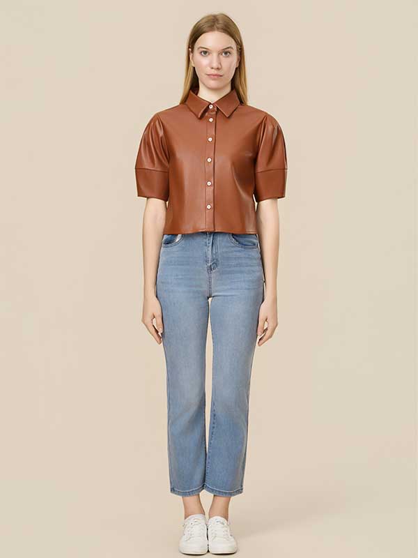 Button Down Collar Single Breasted Shirt