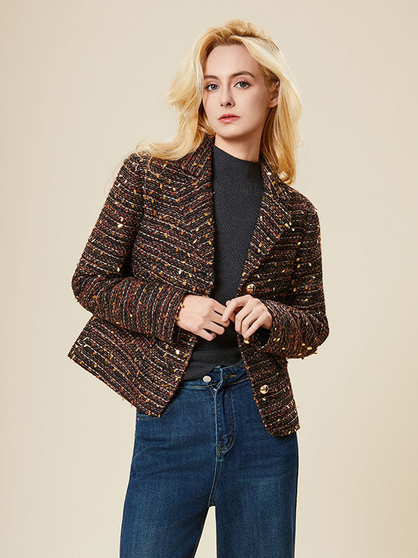Notch Lapel Tweed Assorted Colors Jacket