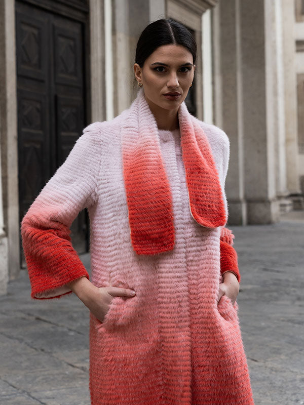 Scarf Collar Gradient Style Coat