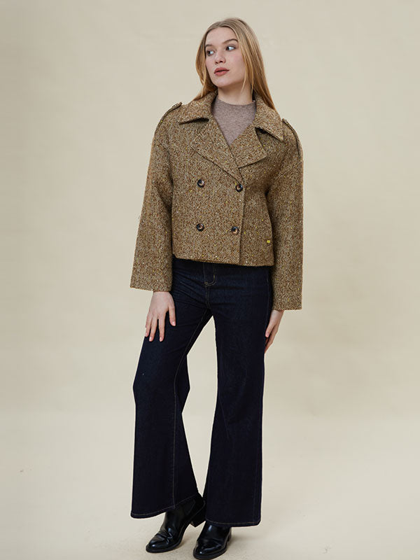 Notch Lapel Assorted Colors Doubel Breasted Jacket