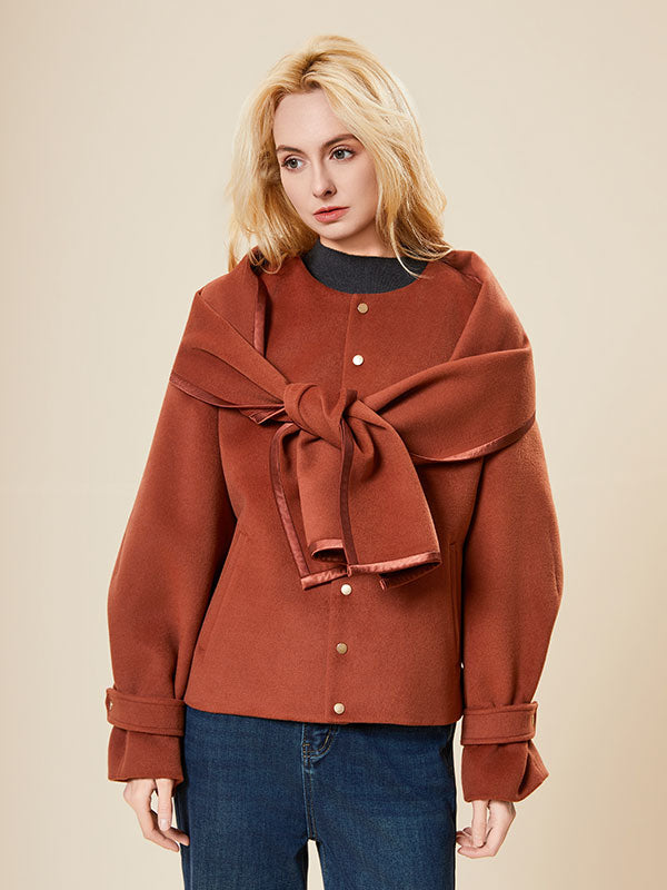 Creative Scarf Collar Single Breasted Jacket