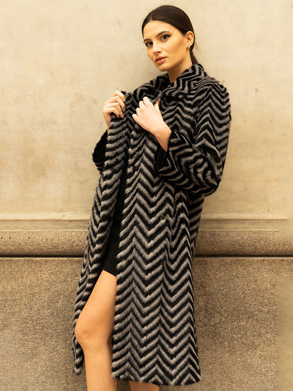 Animal Printed Snap Front Coat
