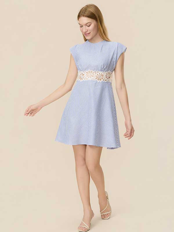 Striped Hollow Out Mini Dress