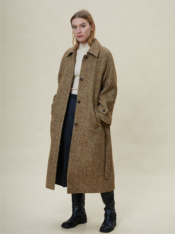 Fold Over Collar Assorted Colors Belt Coat