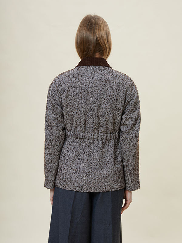 Elastic Waist Assorted Colors Color Block Jacket