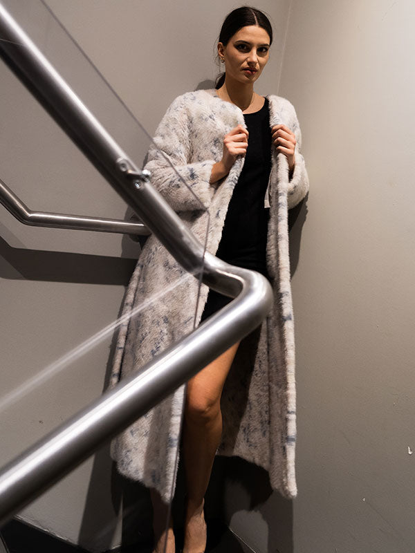 Animal Printed Round Neck Coat