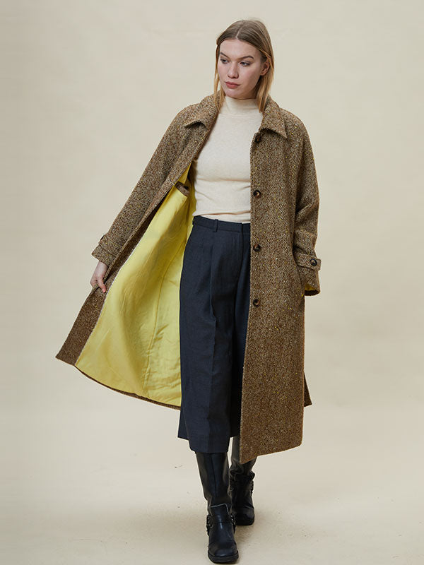 Fold Over Collar Assorted Colors Belt Coat