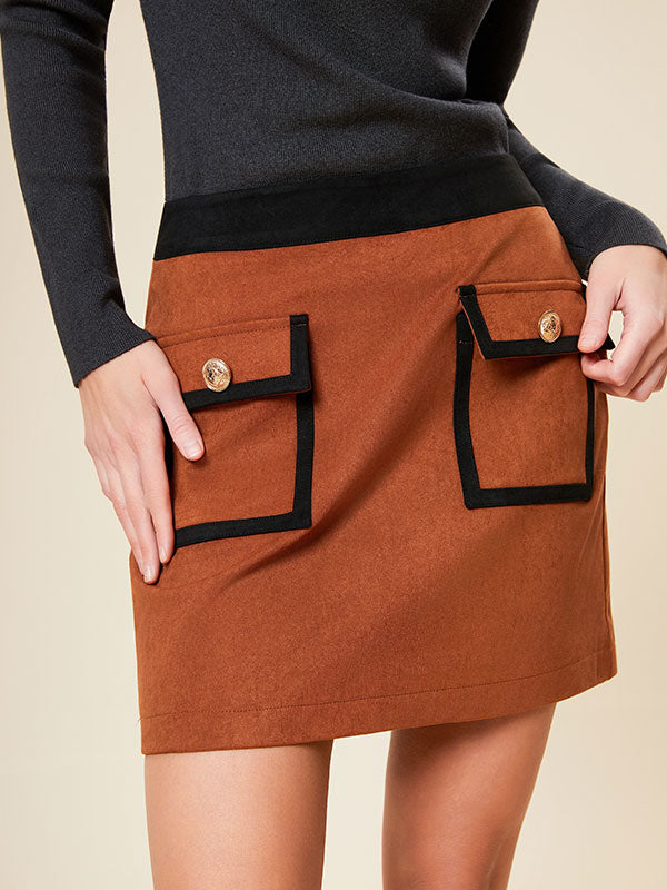 Contrast Trim Flap Pocket Mini Skirt