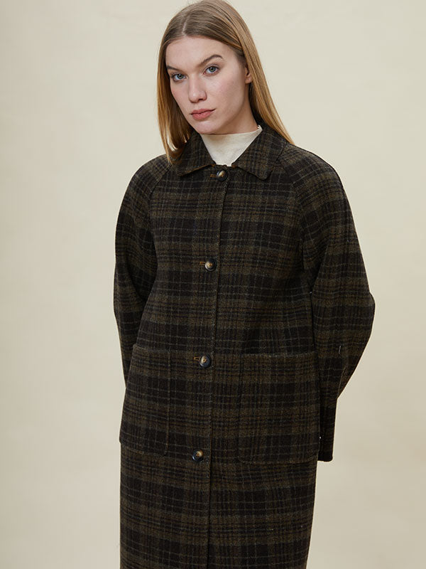 Vintage Single Brested Checkered Coat