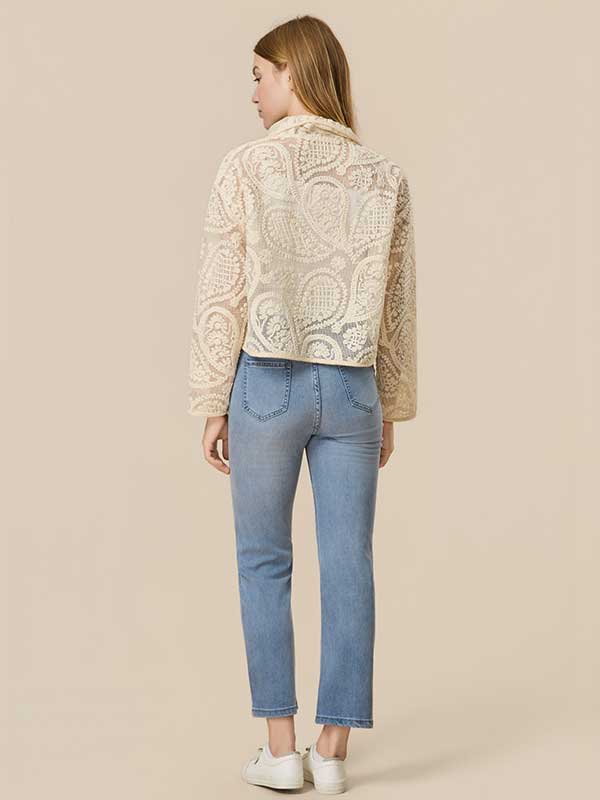 Paisley Hollow Out Solid Shirt
