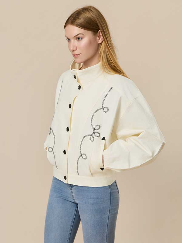 Geometric Mock Collar Jacket
