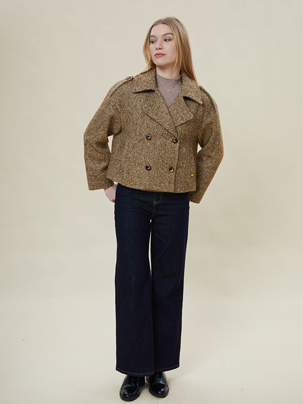 Notch Lapel Assorted Colors Doubel Breasted Jacket