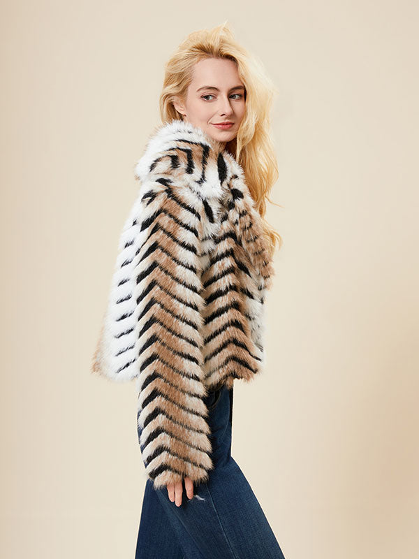 Animals Prints Lapel Fur Coat