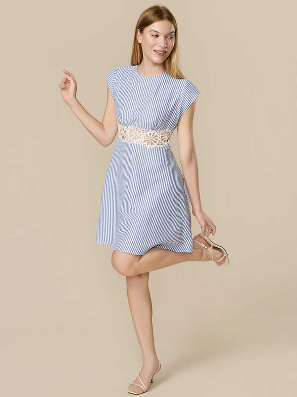 Striped Hollow Out Mini Dress