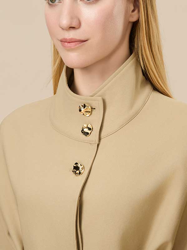 Belt Band Collar Solid Jacket