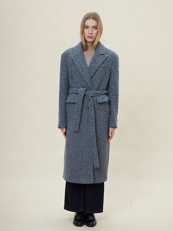 Notch Laepl Belt Slit Flap Pocket Coat