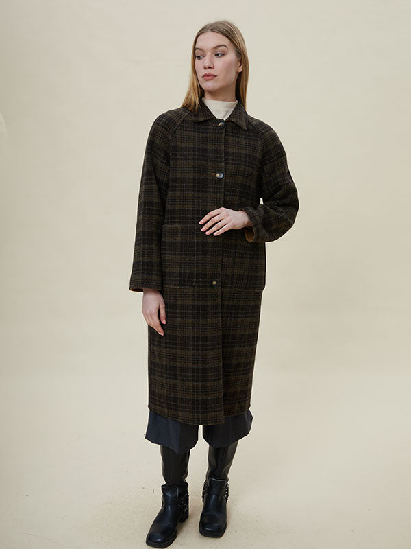 Vintage Single Brested Checkered Coat