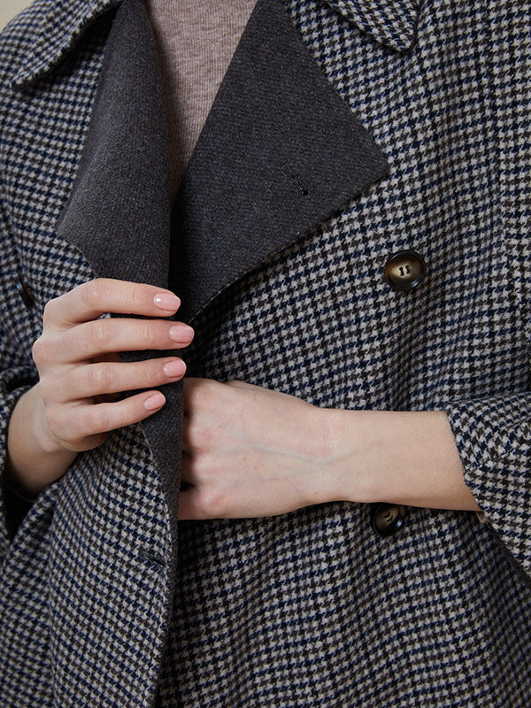 Houndstooth Double Breasted Gray Coat