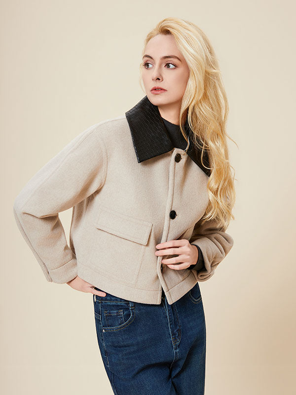 Flap Pocket Color Block Single Breasted Jacket