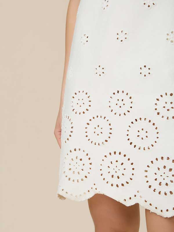 Flap Pocket Scalloped Hem Midi Dress
