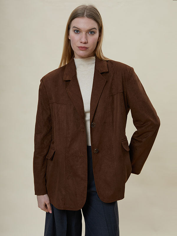 Single Button Flap Pocket Solid Blazer