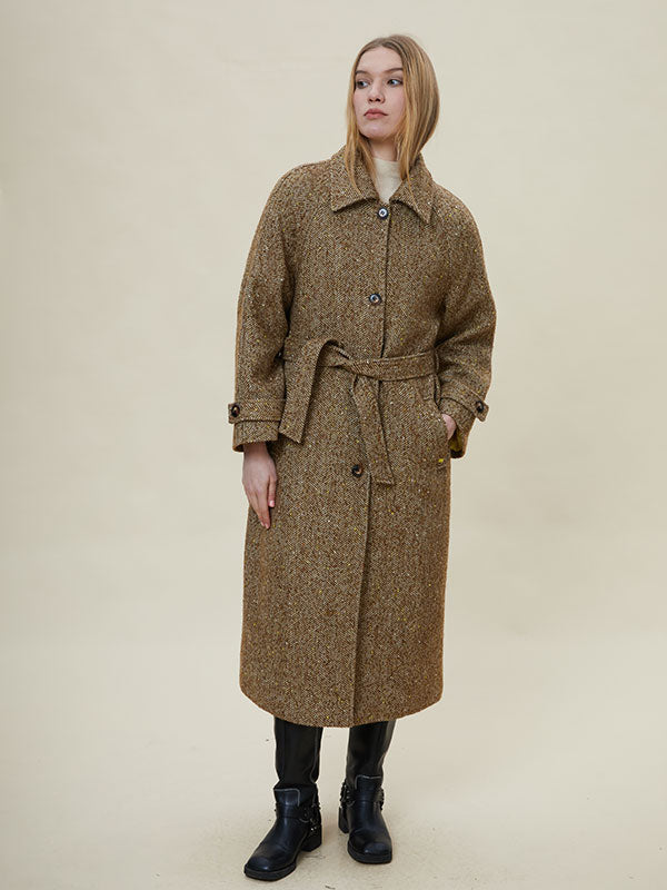 Fold Over Collar Assorted Colors Belt Coat