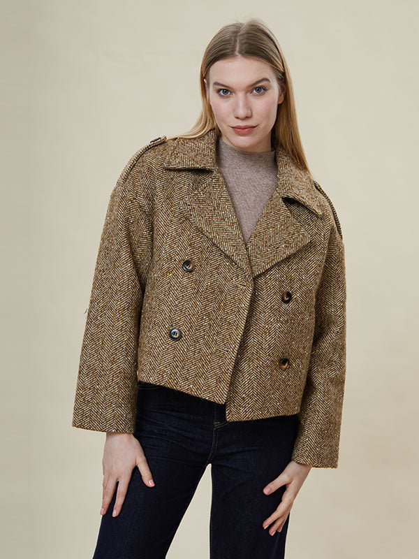 Notch Lapel Assorted Colors Doubel Breasted Jacket