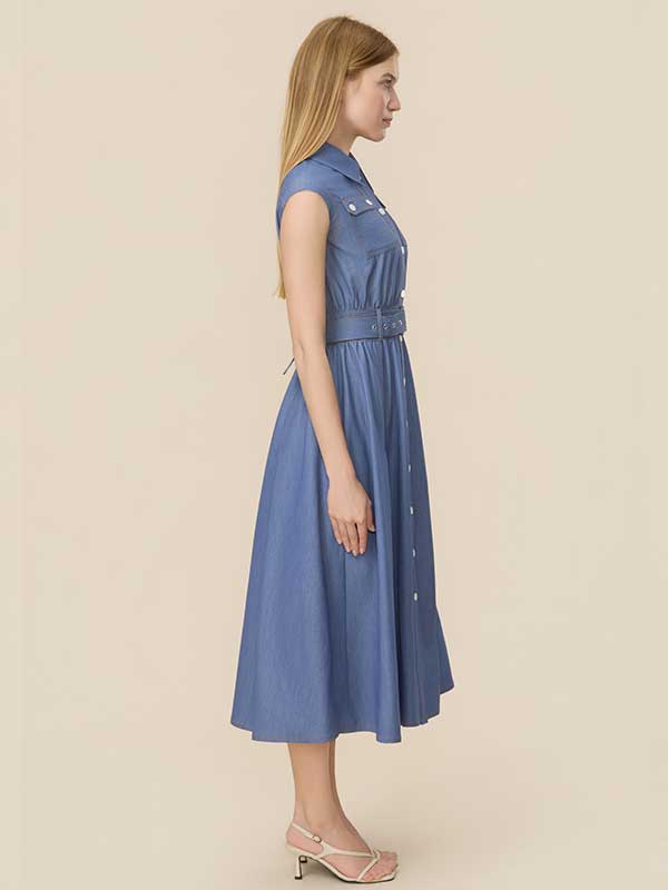 Belt Single Breasted Maxi Dress