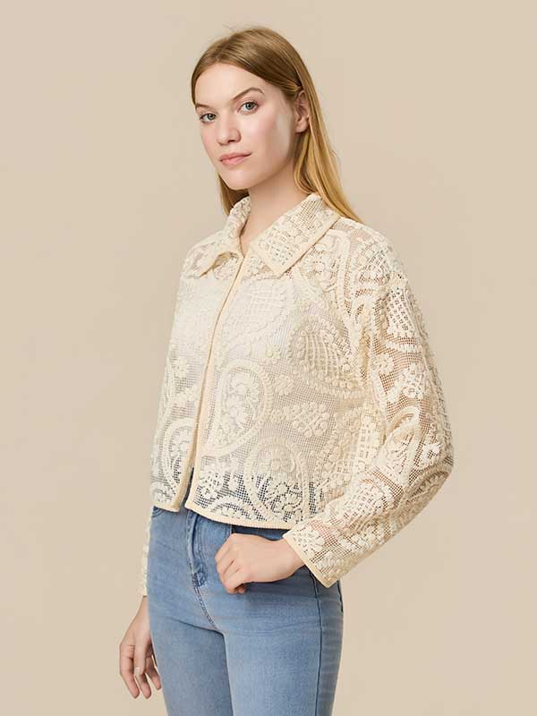Paisley Hollow Out Solid Shirt
