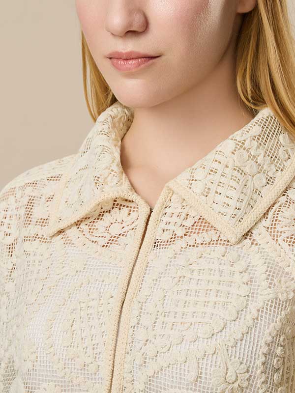 Paisley Hollow Out Solid Shirt