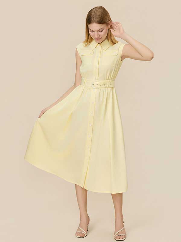 Belt Single Breasted Maxi Dress