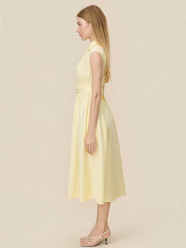 Belt Single Breasted Maxi Dress