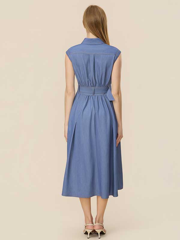 Belt Single Breasted Maxi Dress