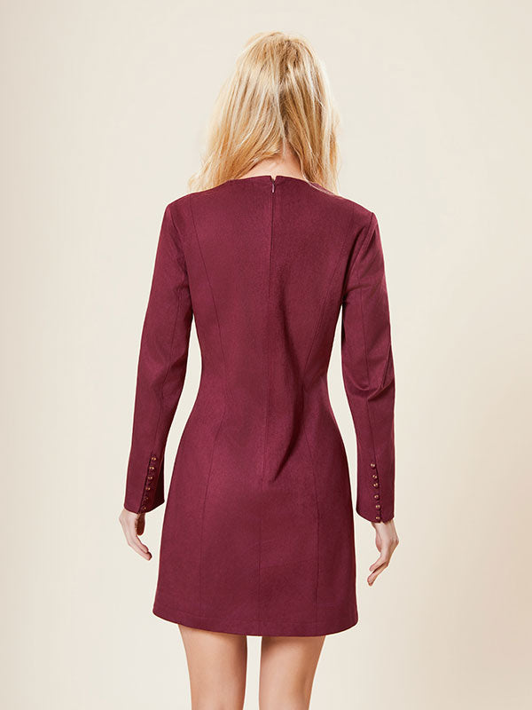 V Neck Metal Chain Solid Mini Dress