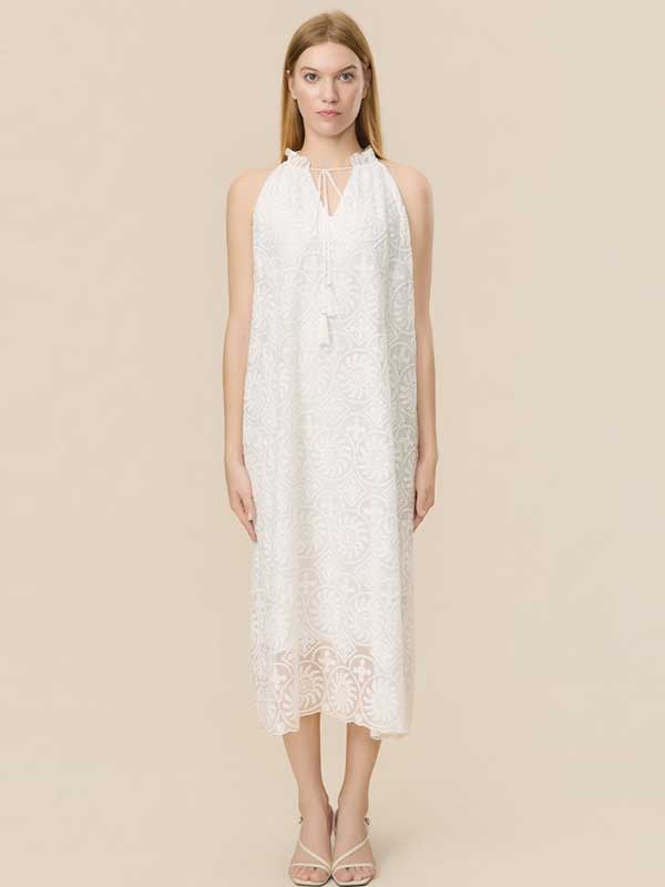 Tribal Printed V Neck Maxi Dress