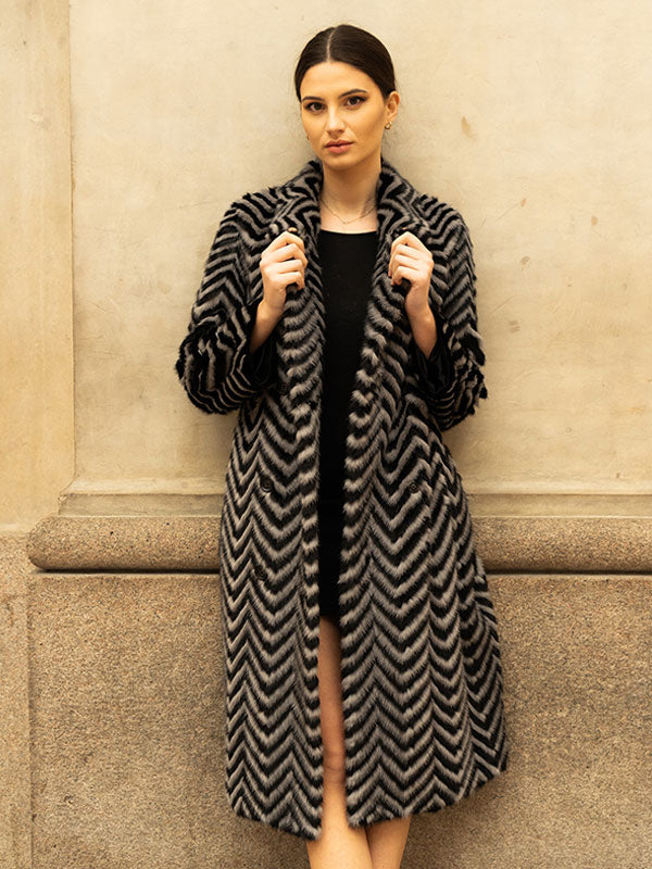 Animal Printed Snap Front Coat