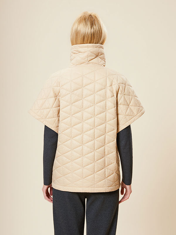 Lapel Quilted Zipper Pocket Solid Warm Vest