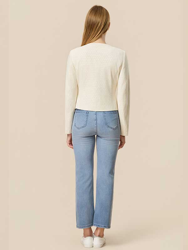 Asymmetric Hem Roud Neck Jacket