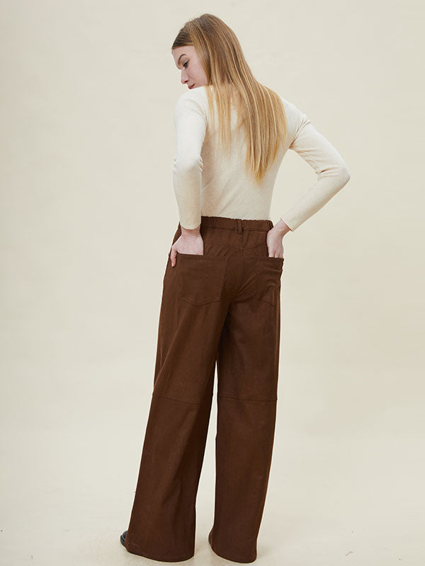 Single Button Zipper Straight Pants