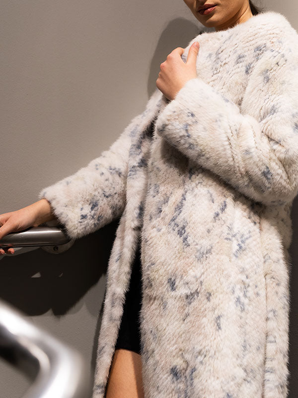 Animal Printed Round Neck Coat