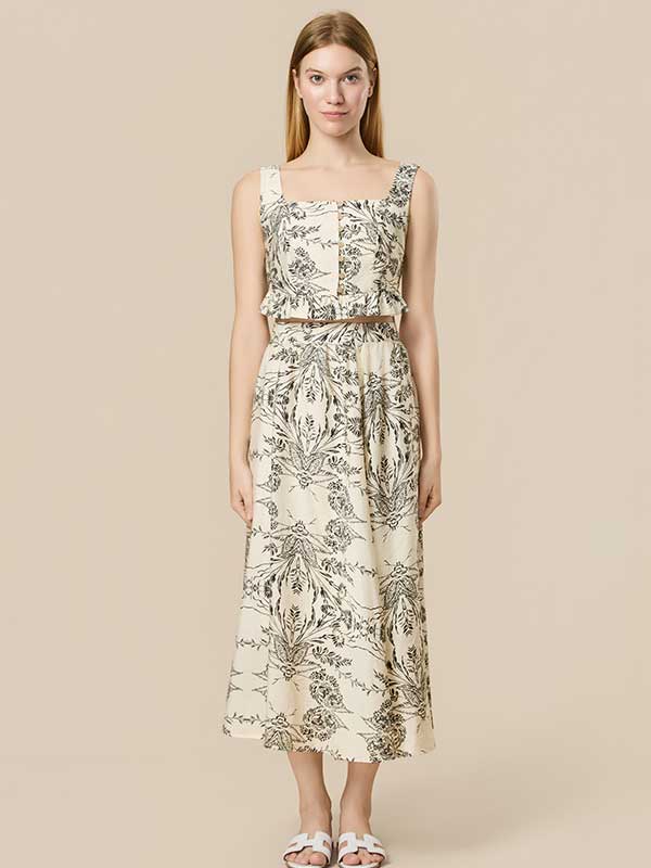 Floral Printed Square Neck Outfit Sets